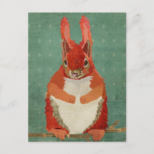 Red Squirrel Retro Postcard Postkarte (Vorderseite)