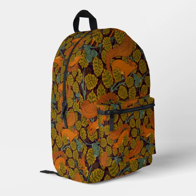 Red Squirrels Design Backpack Bedruckter Rucksack (Rückseitige Ecke links)