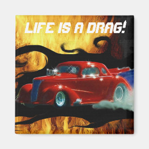 Red Srauking Doorslammer Drag Racing Car Magnet