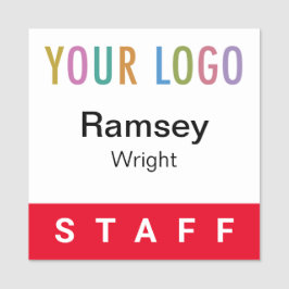 Red Staff Name Badge Event Logo 2x2 Carré Pin
