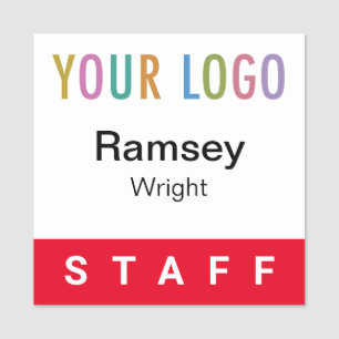 Red Staff Name Badge Event Logo 2x2 Carré Pin