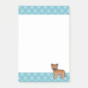 Red Staffordshire Bull Terrier Dog Illustration Post-it Klebezettel