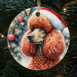 Red Standard Poodle Watercolor Weihnachten Keramik Ornament