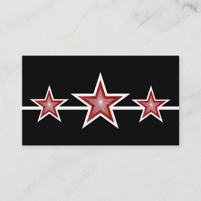 Red Star 3 Sterne Visitenkarte schwarz (Vorderseite)