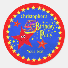 Red Star 5er Geburtstagsparty Round Sticker