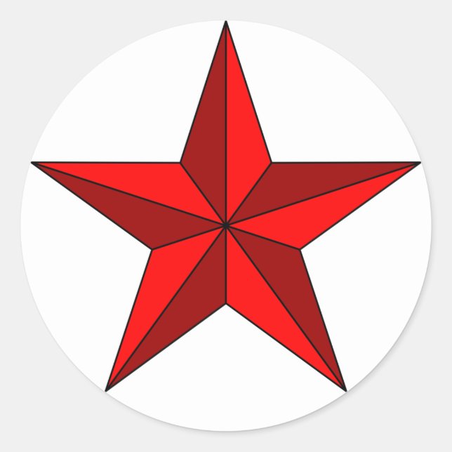 Red Star auf Circle Runder Aufkleber (Vorderseite)