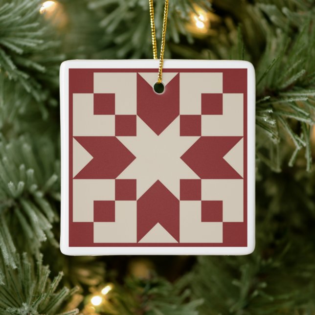 Red Star Barn Quilt Ornament (Baum)