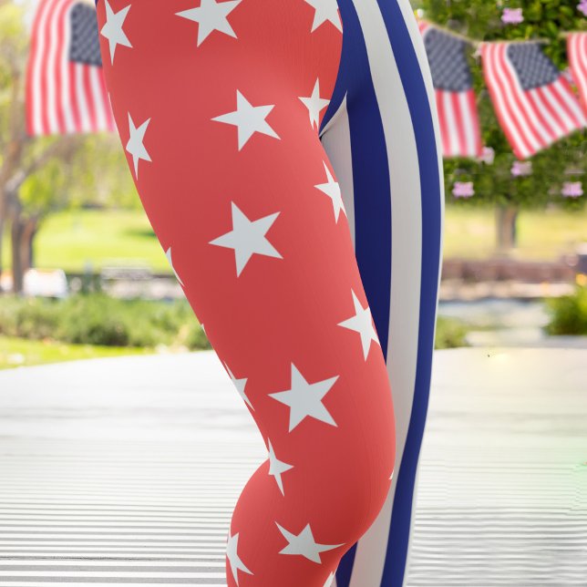 Red Star Blue Stripes Fun Sommer Leggings (Red Stars and Blue Striped leggings just for you!)