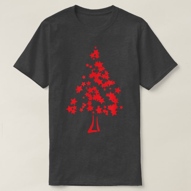RED STAR CHRISTMAS TREE MERRY CHRISTMAS HAPPY HOLI T-Shirt (Design vorne)