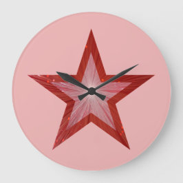 Red Star clock round pink Große Wanduhr