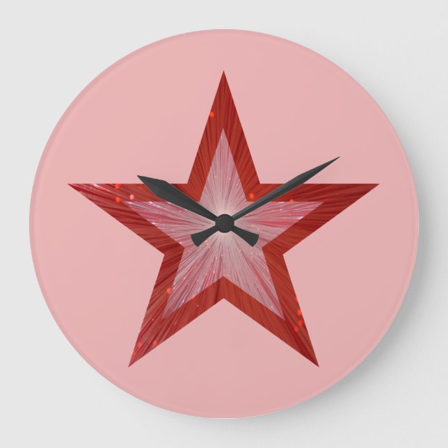 Red Star clock round pink Große Wanduhr (Vorderseite)