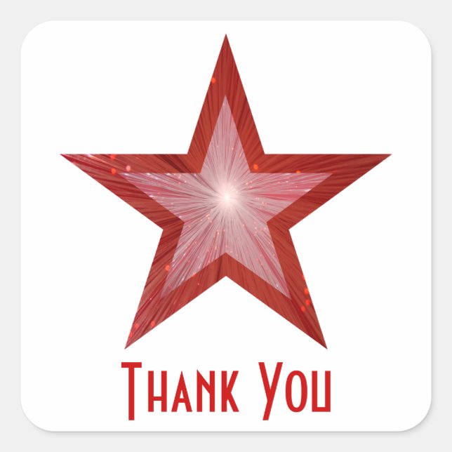 Red Star "Danke" viereckiger Aufkleber weiß (Vorderseite)