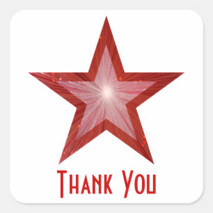 Red Star "Danke" viereckiger Aufkleber weiß