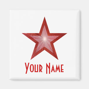 Red Star "Dein Name" Kühlschrankmagnet weiß