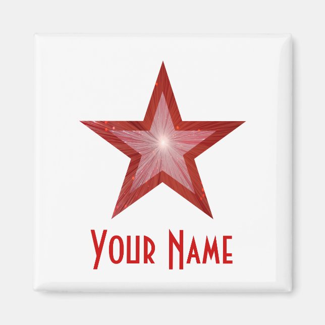 Red Star "Dein Name" Kühlschrankmagnet weiß (Vorne)