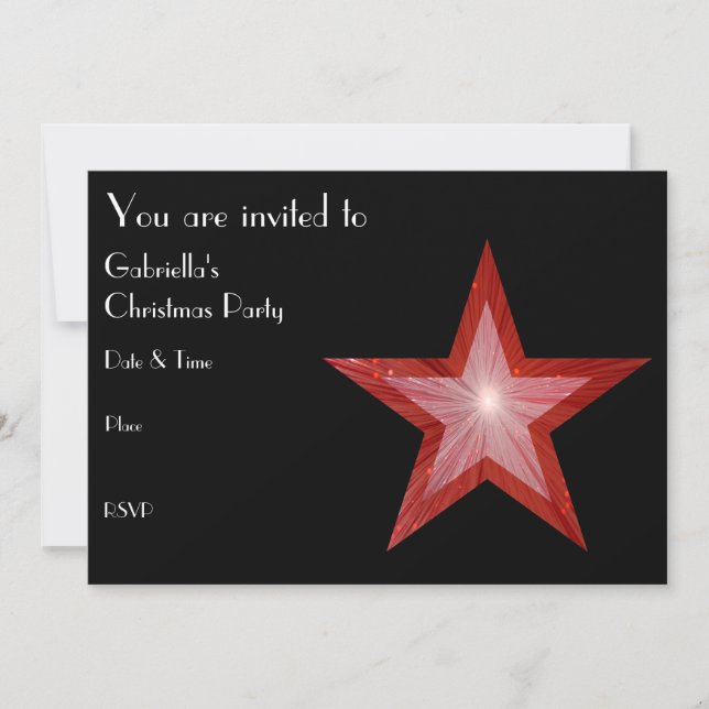 Red Star Einladung Vorderseite schwarz (Vorderseite)