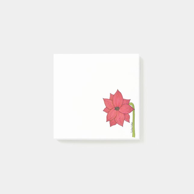 Red Star Flower Blank Post-it Klebezettel (Vorderseite)
