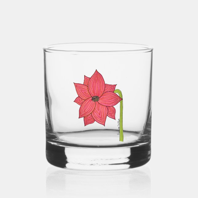 Red Star Flower Blank Whiskyglas (Vorderseite)