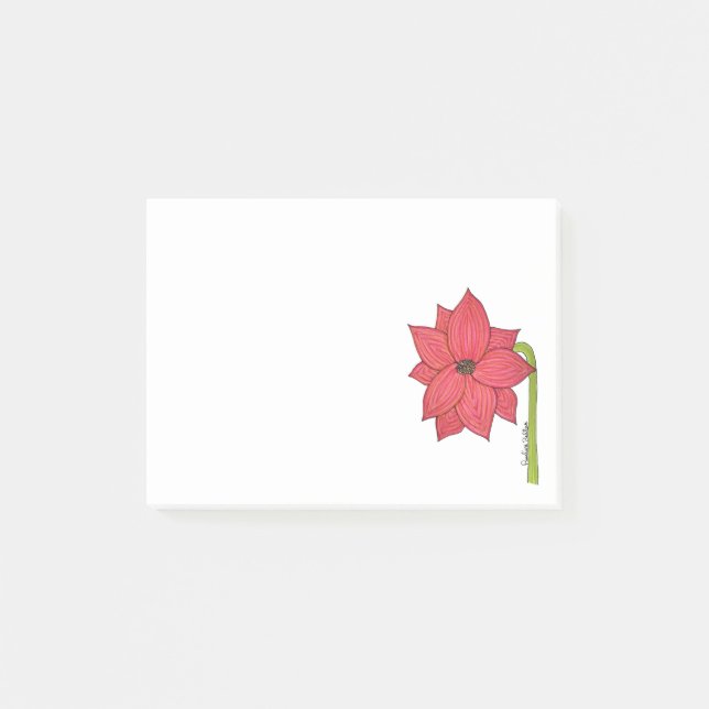 Red Star Flower Post-it Klebezettel (Vorderseite)