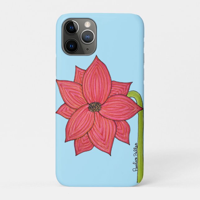 Red Star Flower with Blue background Case-Mate iPhone Hülle (Rückseite)