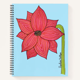 Red Star Flower with Blue background Notizbuch
