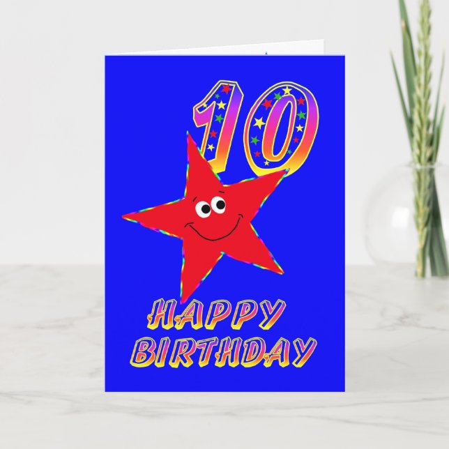 Red Star Happy 10. Geburtstagskarte Karte (Vorderseite)