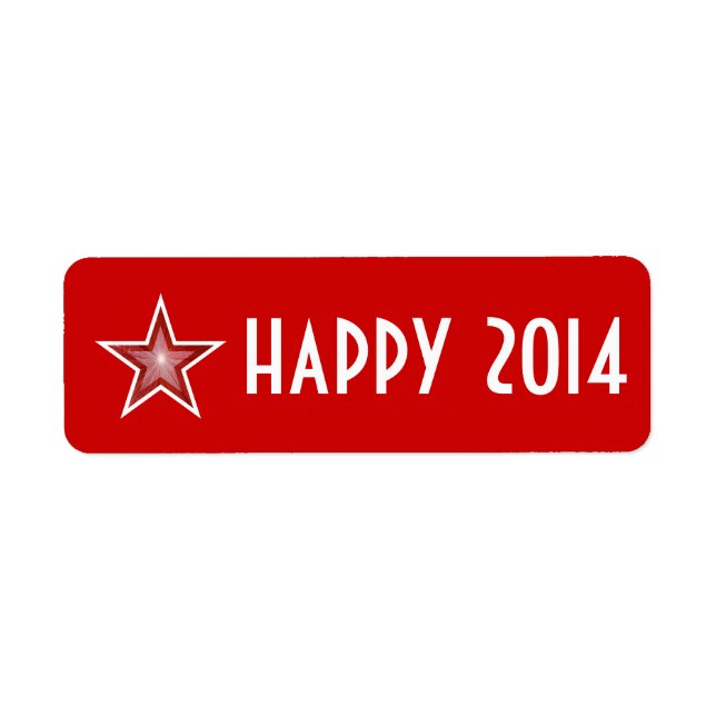 Red Star "Happy 2014"-Label klein rot (Vorne)