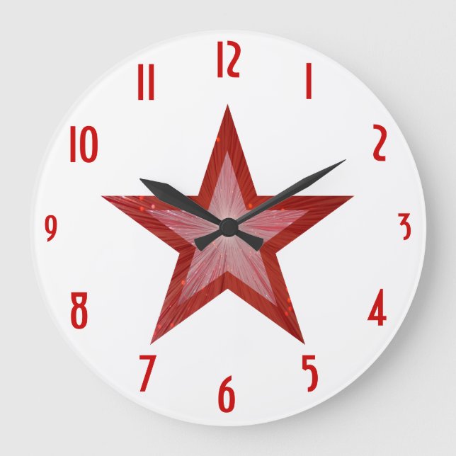 Red Star 'numbers' clock round white Große Wanduhr (Vorderseite)