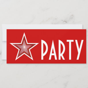 Red Star 'PARTY' Einladung rot lang