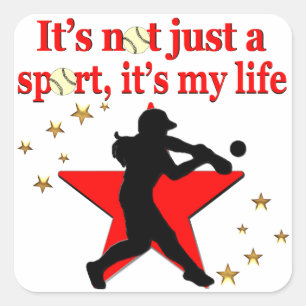 RED STAR SOFTBALL IST MEIN LEBENSGESCHMACK QUADRATISCHER AUFKLEBER