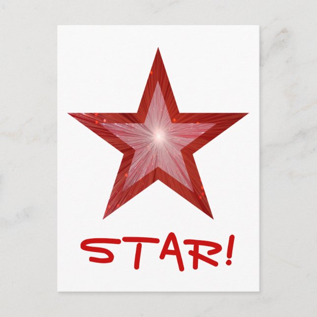 Red Star 'STAR' Postkartenweiß Postkarte (Vorderseite)
