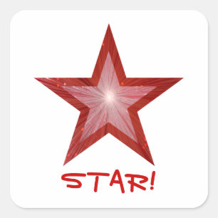 Red Star 'STAR' Quadrat Aufkleber weiß