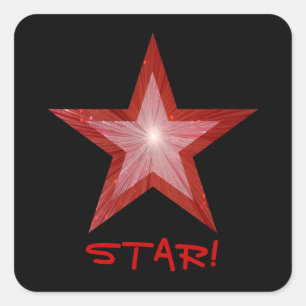 Red Star 'STAR' quadratischer Aufkleber schwarz