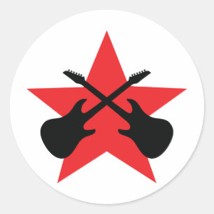 Red Star überkreuzte Gitarren Runder Aufkleber