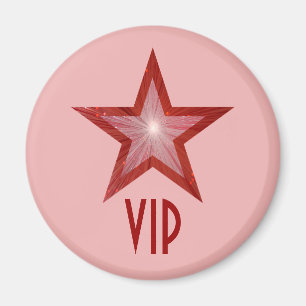 Red Star "VIP" Kühlschrankmagnet rund rosa