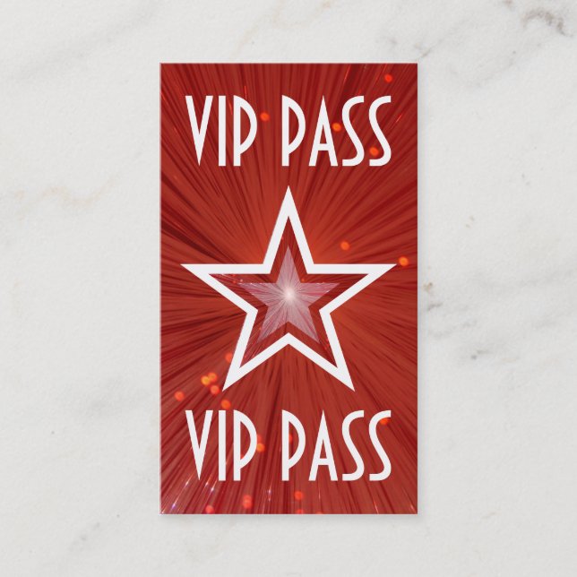 Red Star 'VIP PASS' carte de visite rouge retour (Devant)