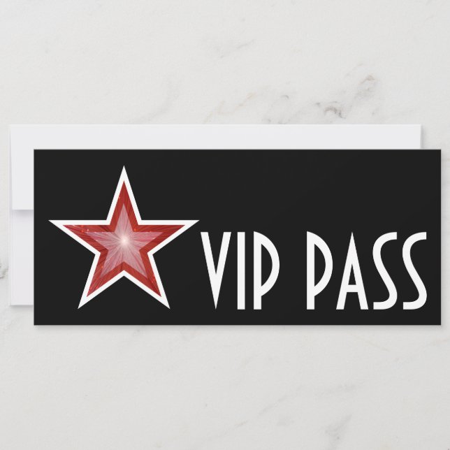 Red Star "VIP PASS" Einladung schwarz lang (Vorderseite)