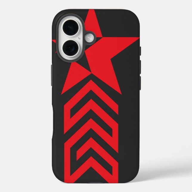 Red Star with Chevron Arrows iPhone 16 Hülle (Rückseite)