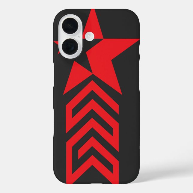 Red Star with Chevron Arrows iPhone 16 Hülle (Rückseite)