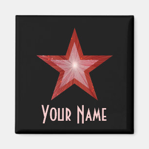 Red Star 'Your Name' frigo aimant carré noir