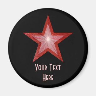Red Star "Your Text" Kühlschrankmagnet schwarz
