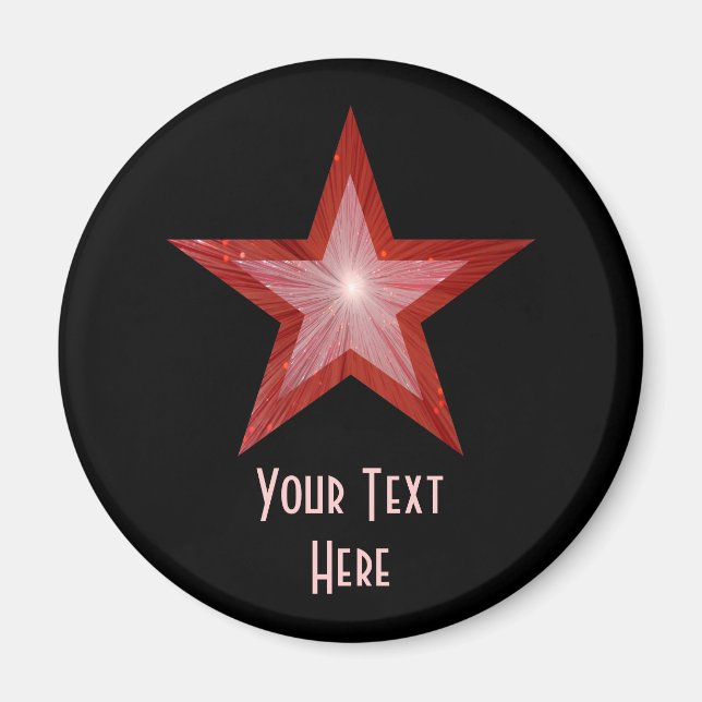 Red Star "Your Text" Kühlschrankmagnet schwarz (Vorne)