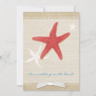 Red Starfish Rustic Beach Hochzeit Einladung