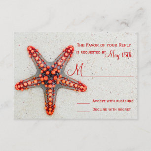 Red Starfish Sand Beach Destination Wedding RSVP