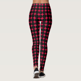 Red Stars Black Leggings