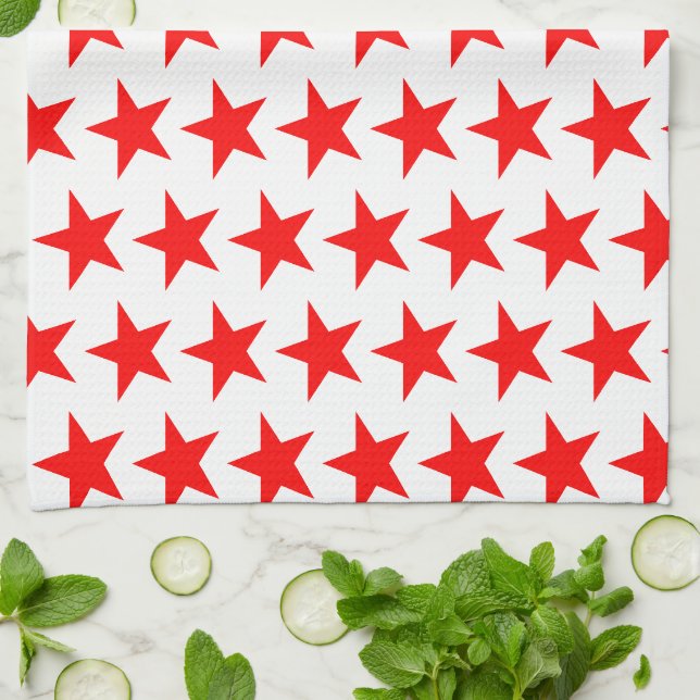 Red Stars Pattern Geschirrtuch (Gefaltet)