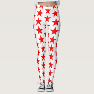Red Stars Pattern Leggings