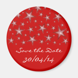 Red Stars "Save the Date" Kühlschrankmagnet rot