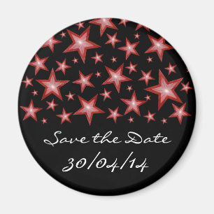 Red Stars "Save the Date" Kühlschrankmagnet schwar
