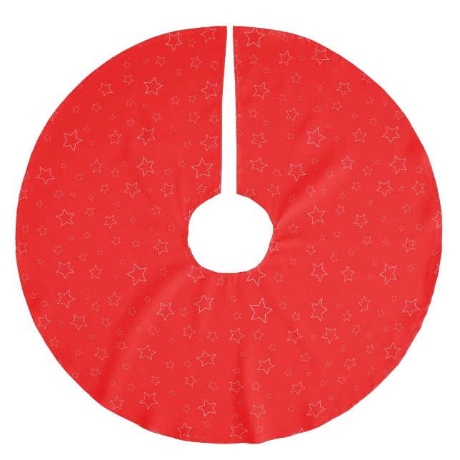 Red Stars Tree Skirt Polyester Weihnachtsbaumdecke (Vorderseite)
